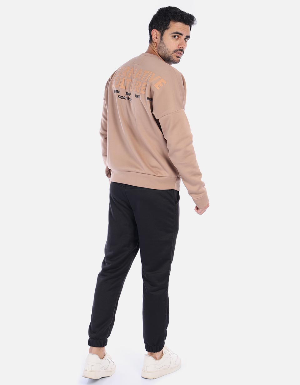 Hoodie unicolor de estampado trasero
