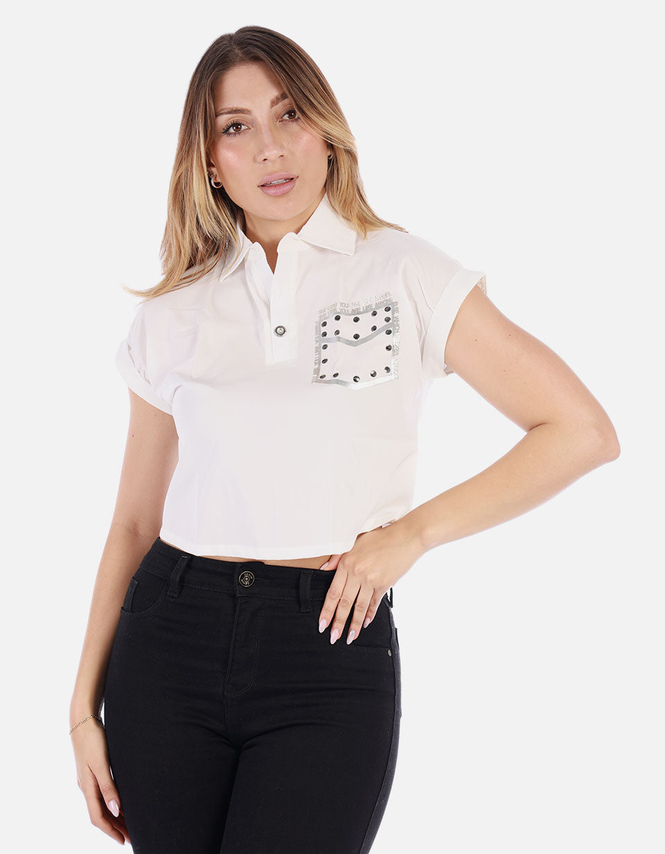 Blusa Mujer con Bolsillo decorado