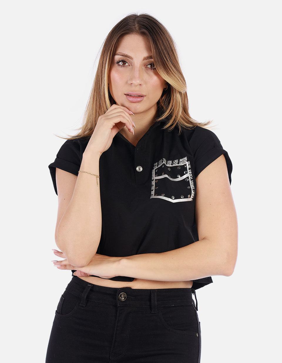 Blusa Mujer con Bolsillo decorado