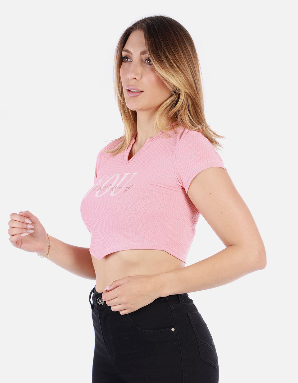 Crop top estampado Mujer con escote