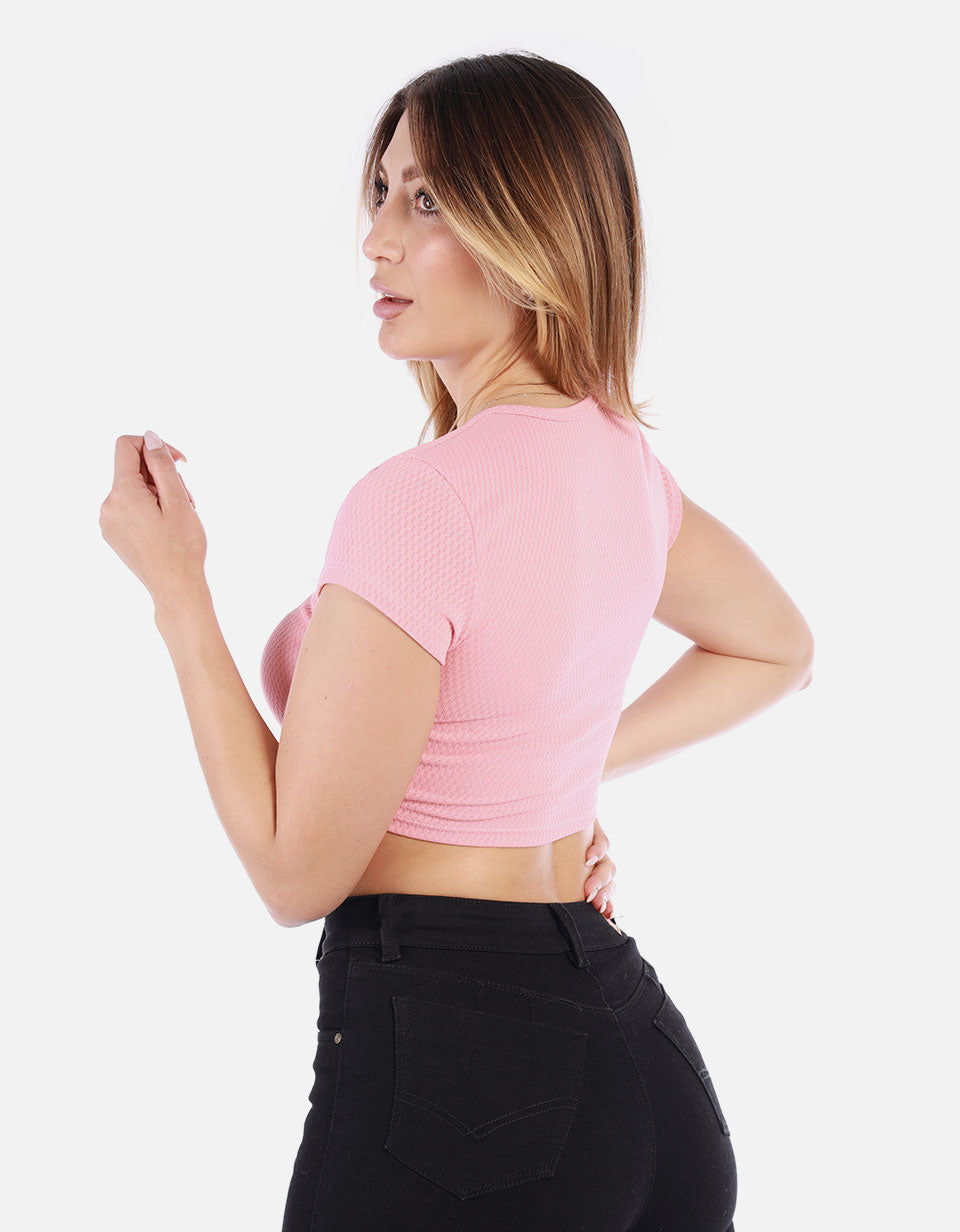 Crop top estampado Mujer con escote