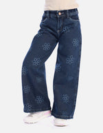 Jean flores para niña cómodo y encantador