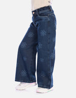 Jean flores para niña cómodo y encantador