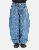 Jean corazones niña moderno y cómodo