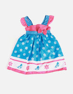 Vestido floral con lazo y tiras rizadas