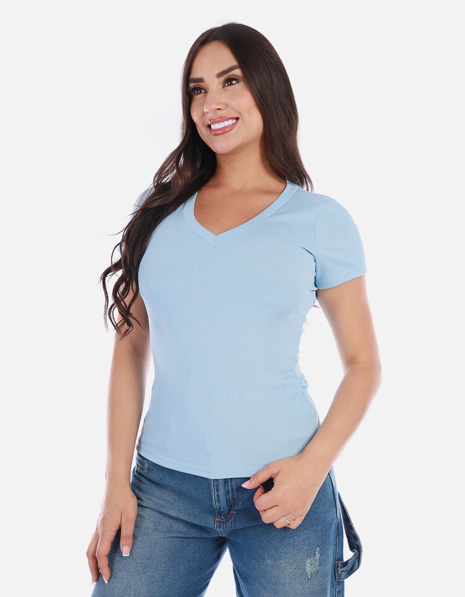Camiseta cuello V mujer Arequipe