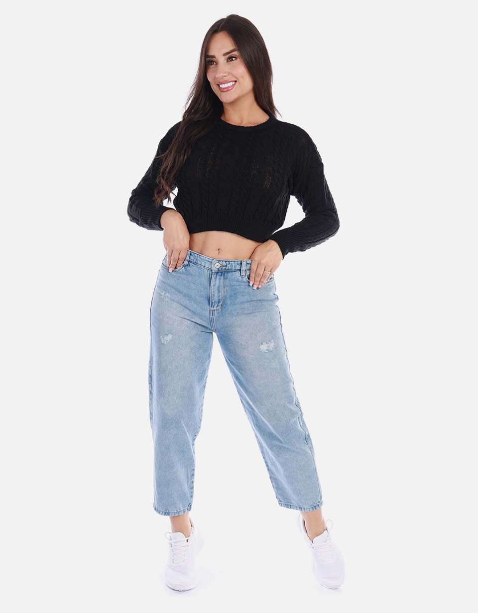 Buzo tejido mujer estilo básico