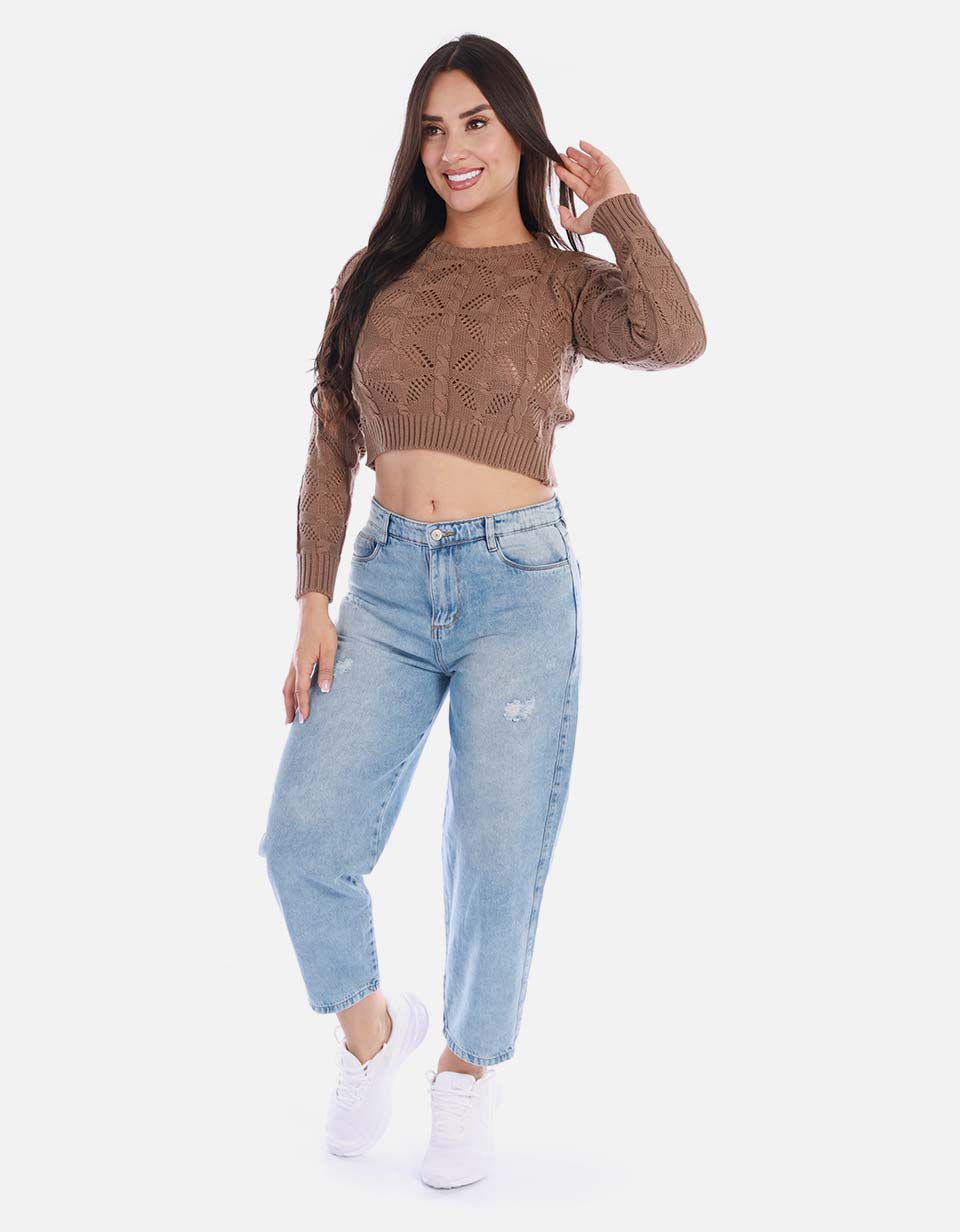 Buzo calado con relieve mujer