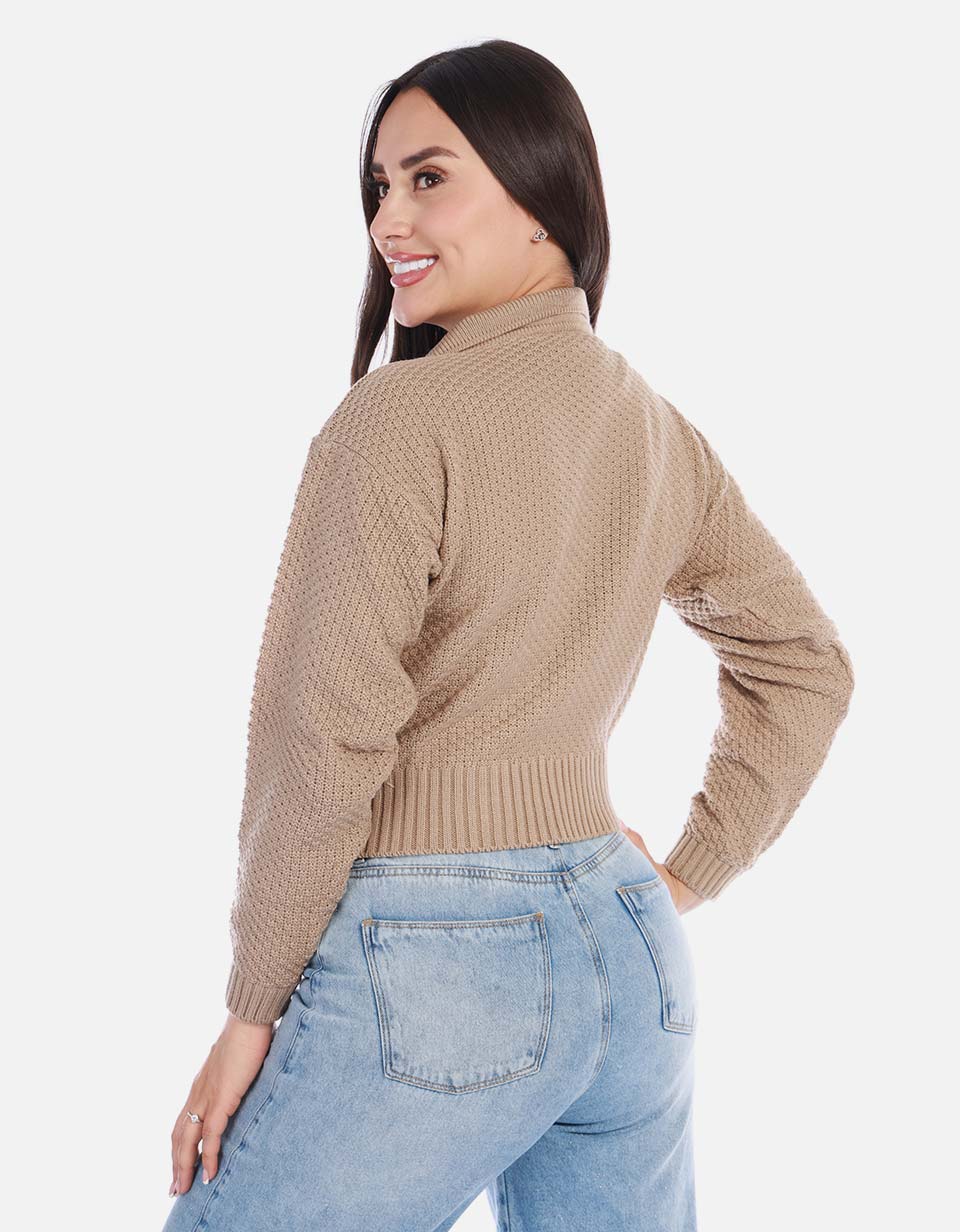 Buzo tipo polo tejido mujer