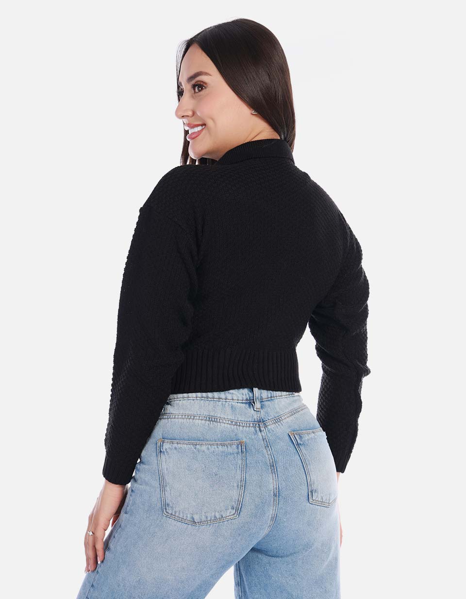 Buzo tipo polo tejido mujer