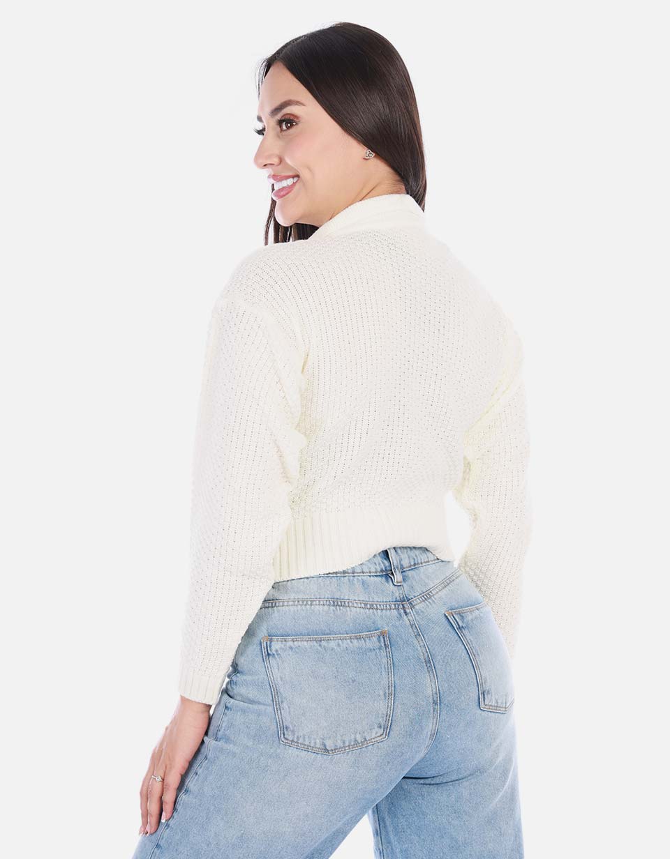 Buzo tipo polo tejido mujer