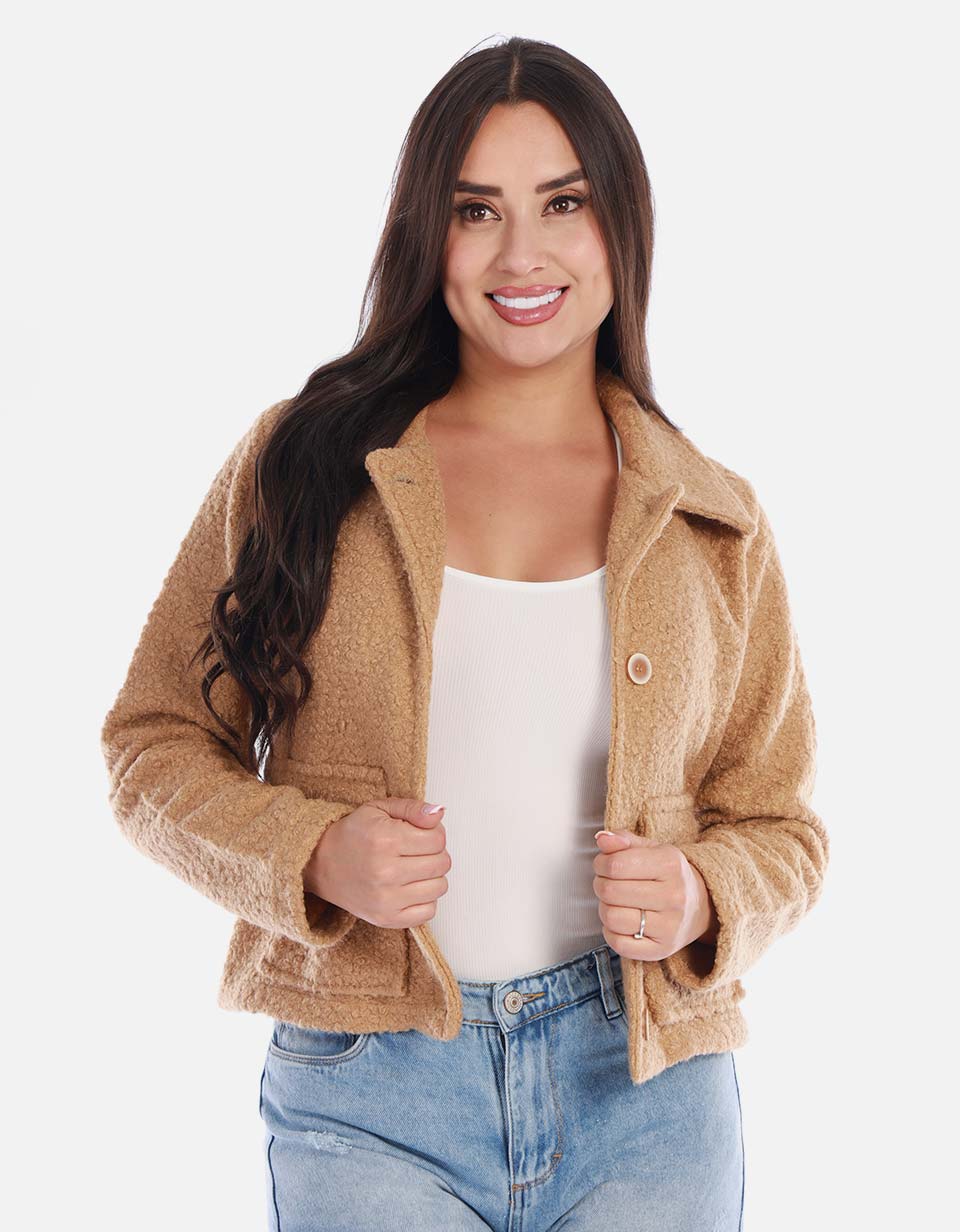 Chaqueta corta mujer textura suave