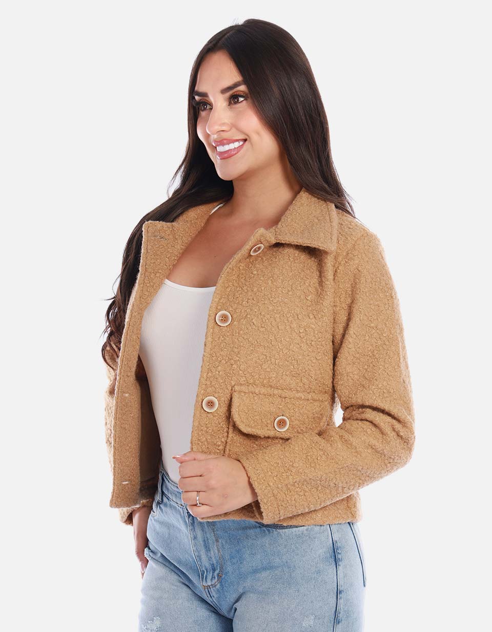 Chaqueta corta mujer textura suave