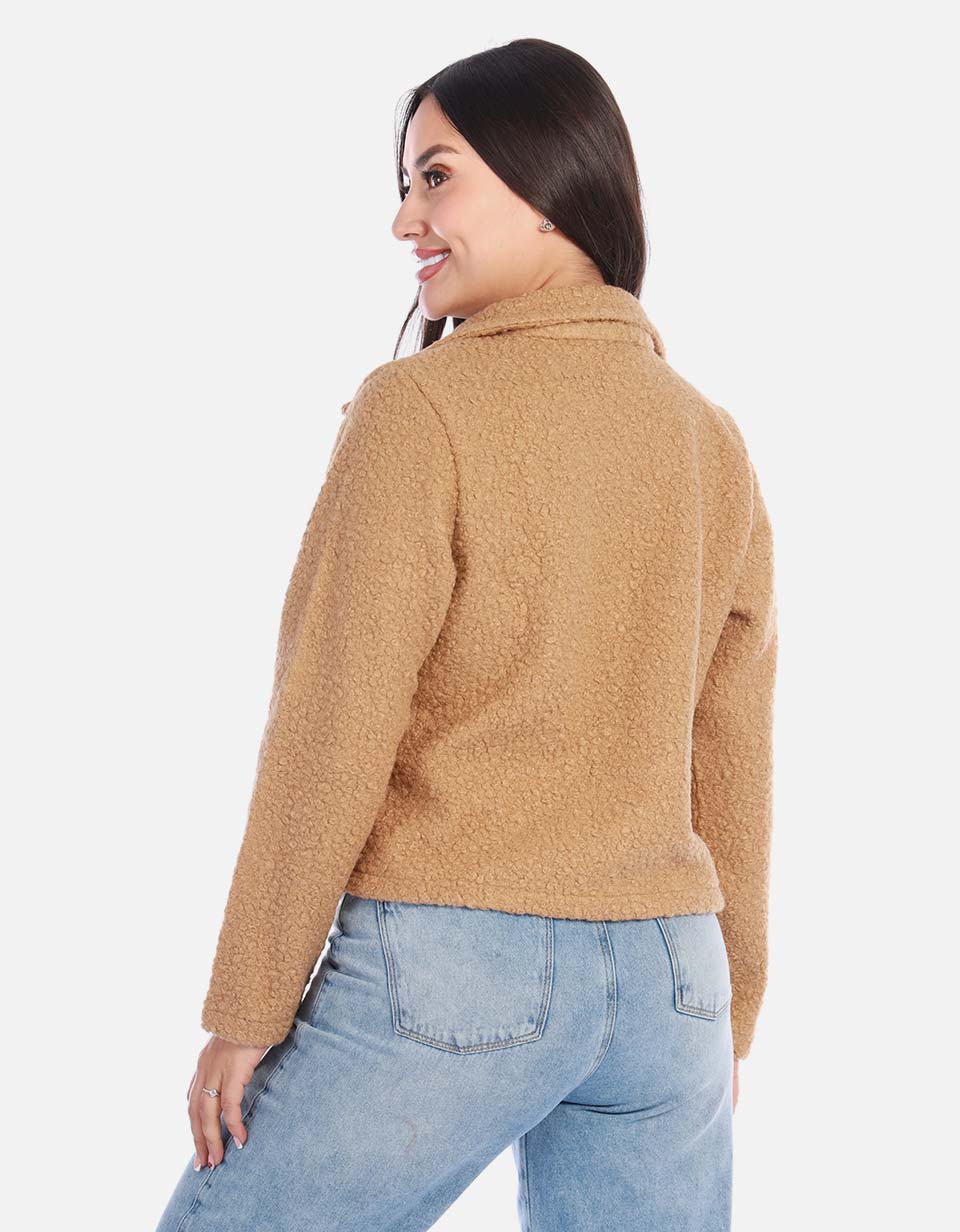 Chaqueta corta mujer textura suave