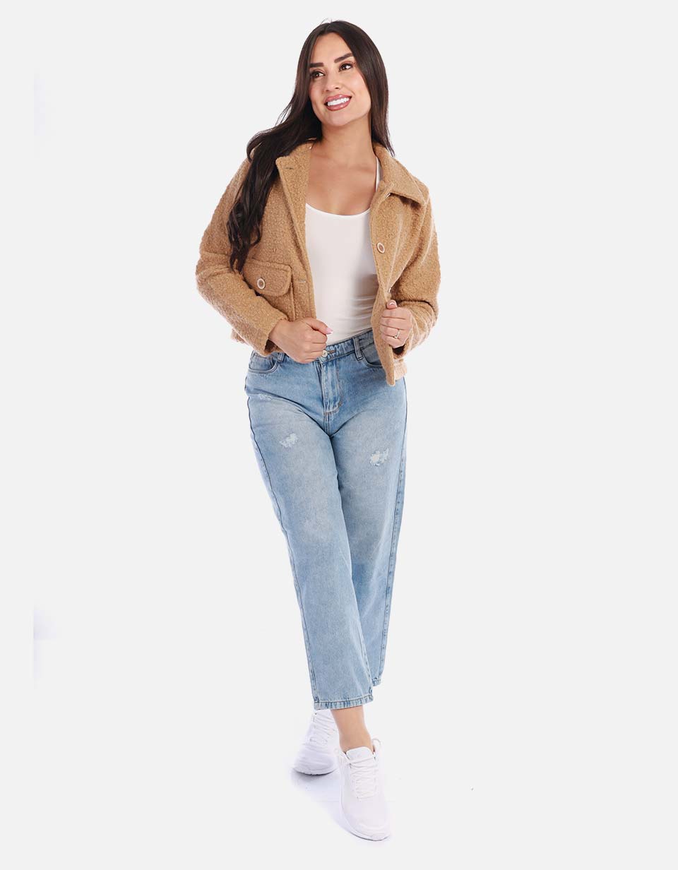 Chaqueta corta mujer textura suave