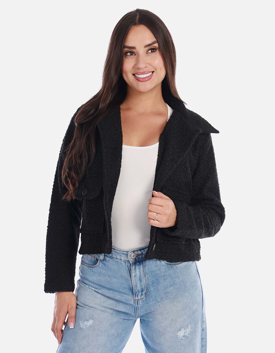 Chaqueta corta mujer textura suave