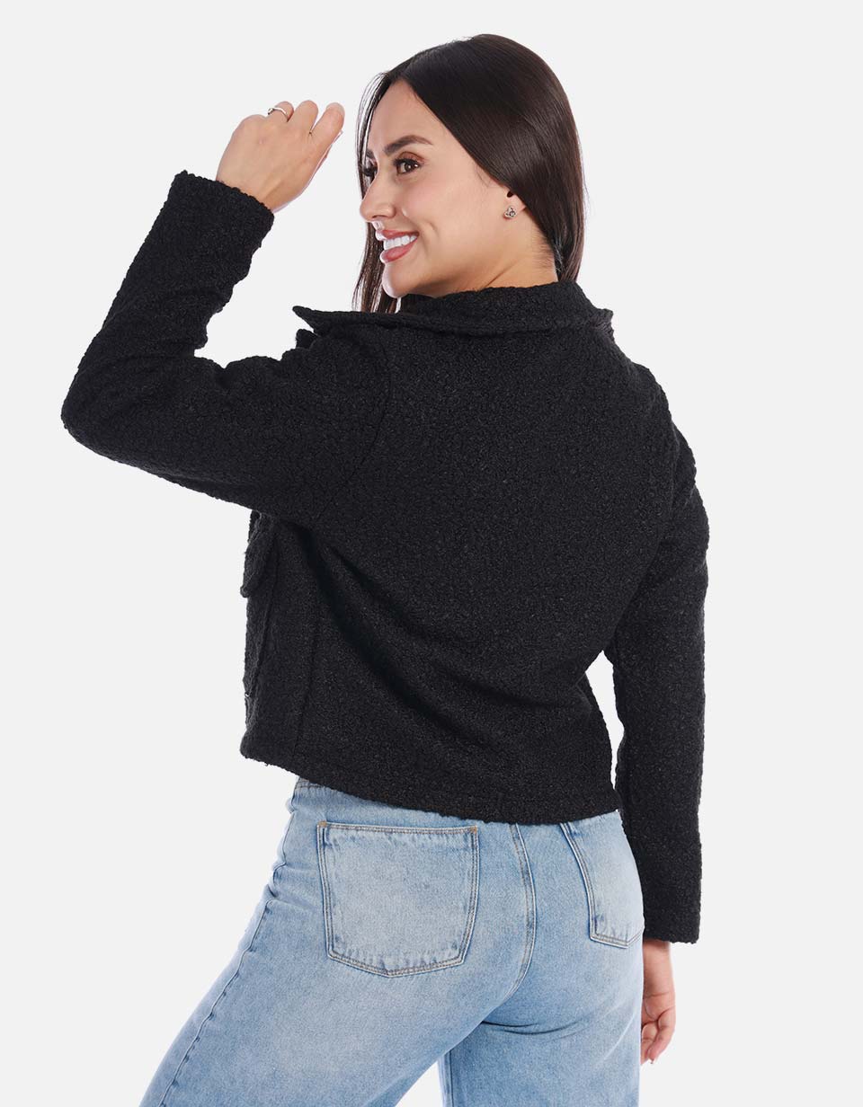 Chaqueta corta mujer textura suave
