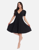 Vestido cruzado femenino manga corta