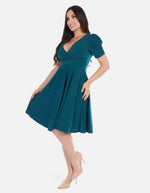 Vestido cruzado femenino manga corta