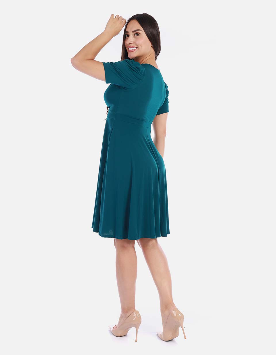 Vestido cruzado femenino manga corta