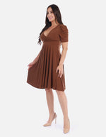 Vestido cruzado femenino manga corta