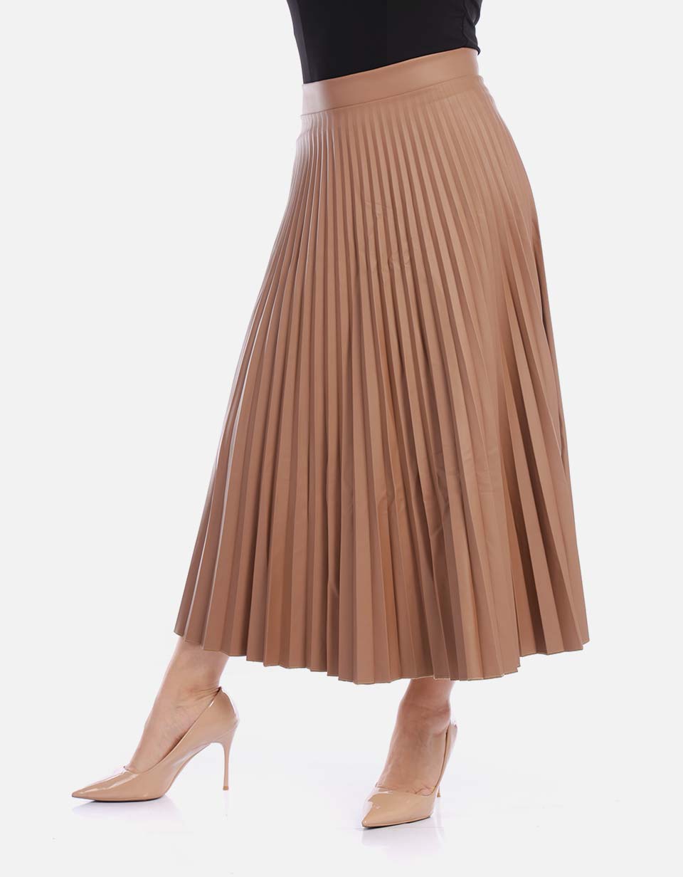 Falda midi plisada con caída fluida