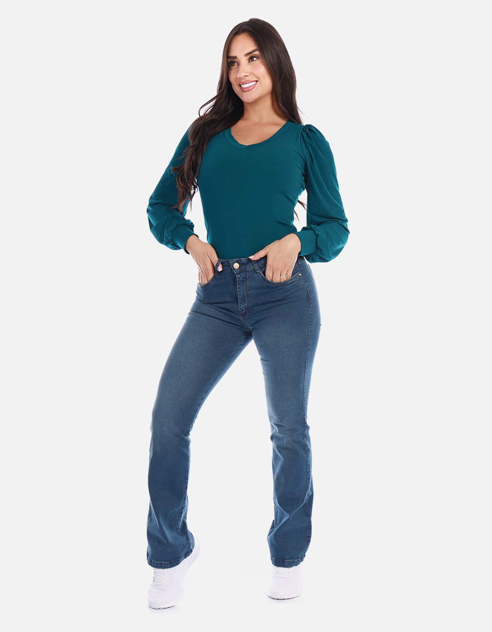 Jean mom tiro alto para mujer