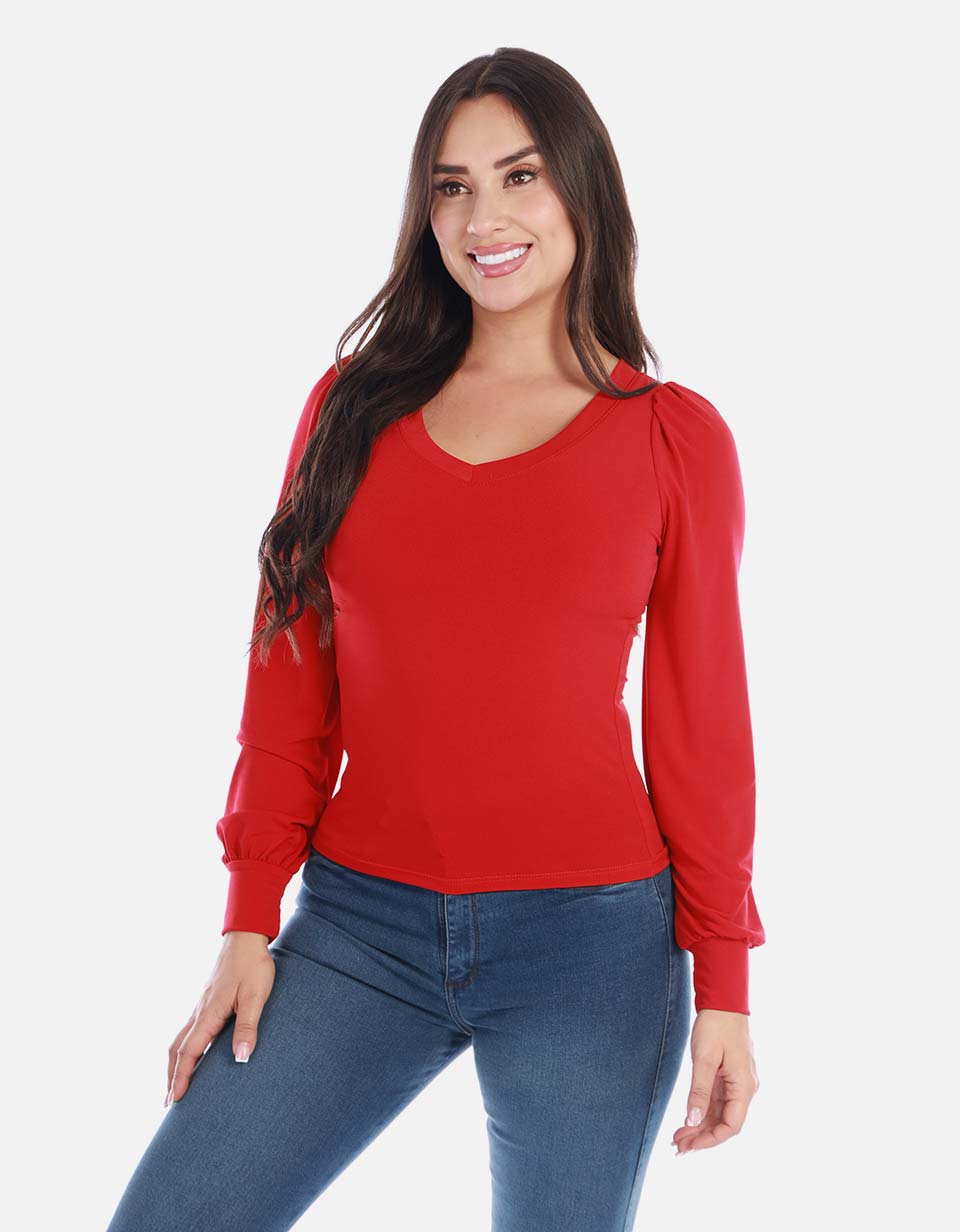Blusa manga larga con diseño ajustado