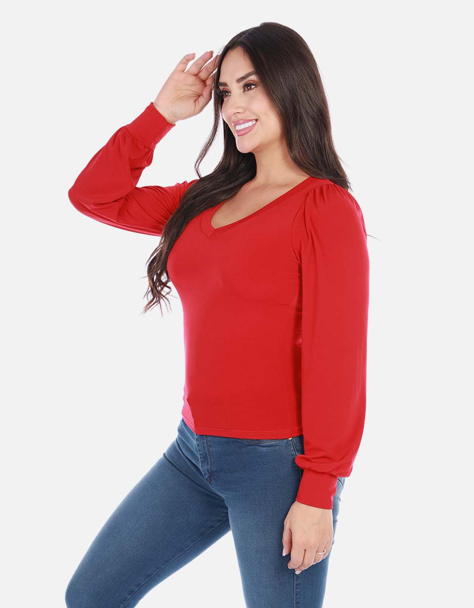 Blusa manga larga con diseño ajustado