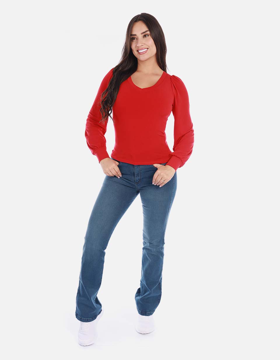 Blusa manga larga con diseño ajustado
