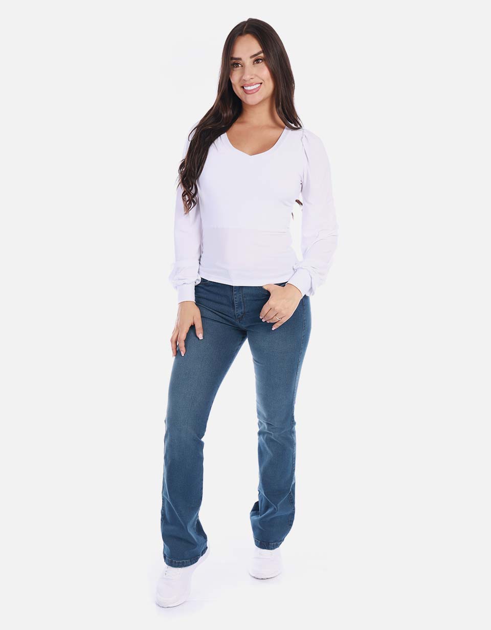 Blusa manga larga con diseño ajustado