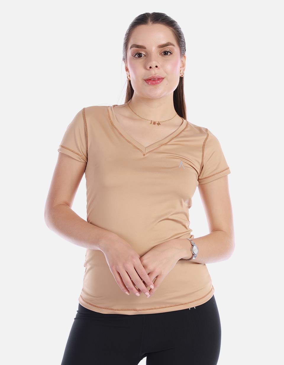 Camiseta deportiva Cuello V Manga corta