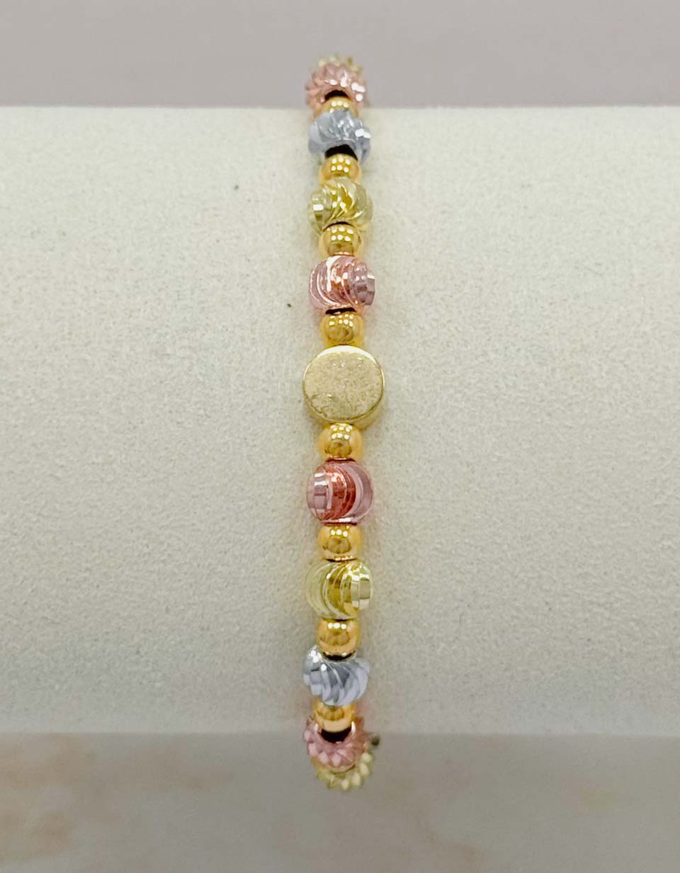 Pulsera Ajustable Tricolor Bolitas
