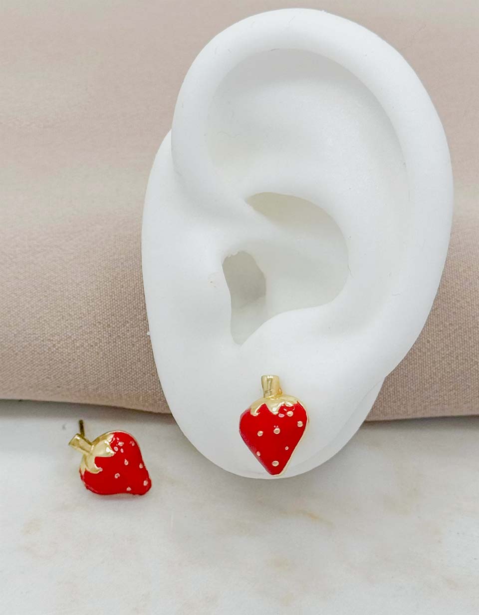 Aretes Fresa Esmaltada