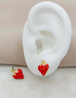 Aretes Fresa Esmaltada