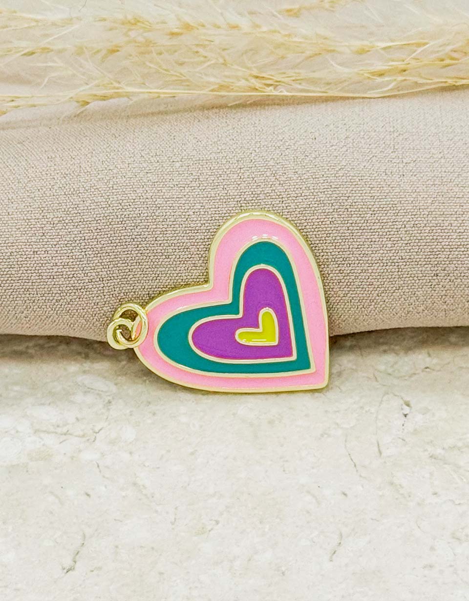 Cadena con Dije de Corazón Multicoror Esmaltado