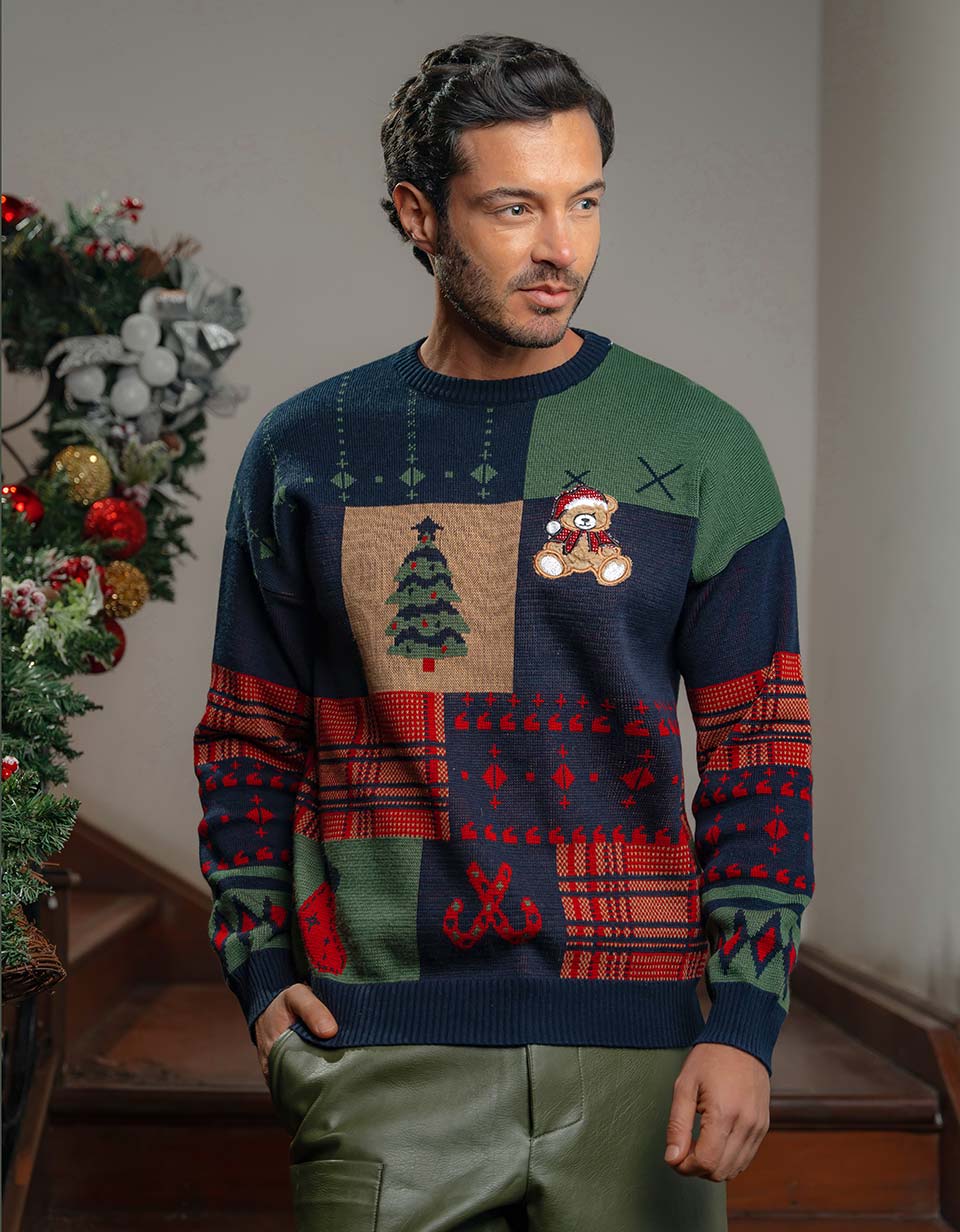 Buzo navideño patchwork para Hombre