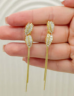 Aretes Largos Hojas Circonias